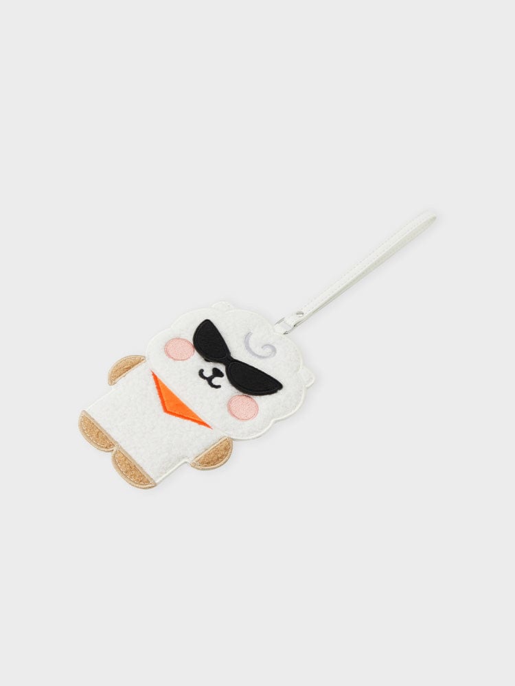 BT21 RJ BABY TRAVEL LUGGAGE TAG LINE FRIENDS : étiquette de valise bébé RJ alpaga, fond clair, accessoire voyage compact