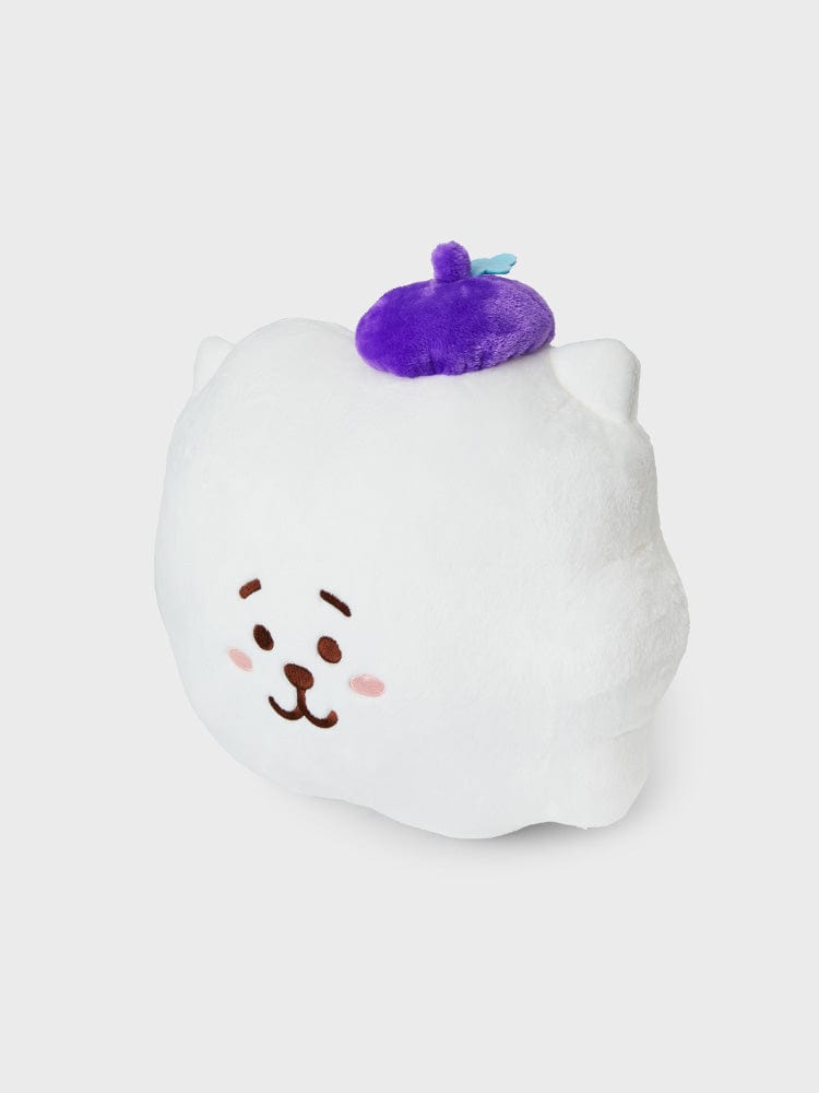 BT21 RJ CUSHION HOPE IN LOVE LINE FRIENDS : coussin kawaii blanc RJ alpaga, ambiance chaleureuse pour canapé ou chambre.