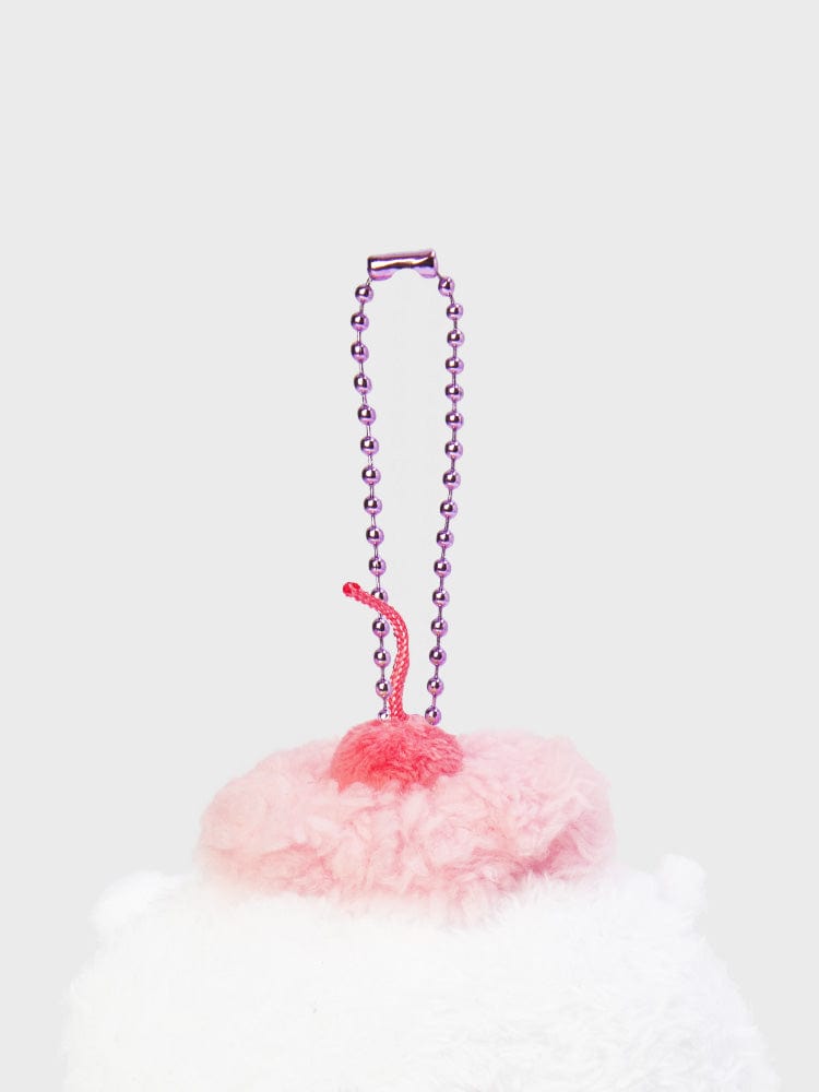 BT21 RJ DOLL KEYRING ON THE CLOUD EDITION, porte-clés RJ alpaga LINE FRIENDS, nuage rose, fond clair