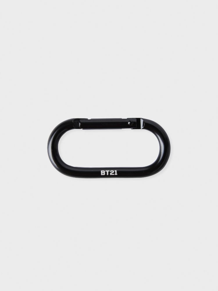 BT21 RJ MINI BAG CHARM POUCH NEW BASIC EDITION, pochette porte-clés RJ sur fond clair, sac charnière noir LINE FRIENDS