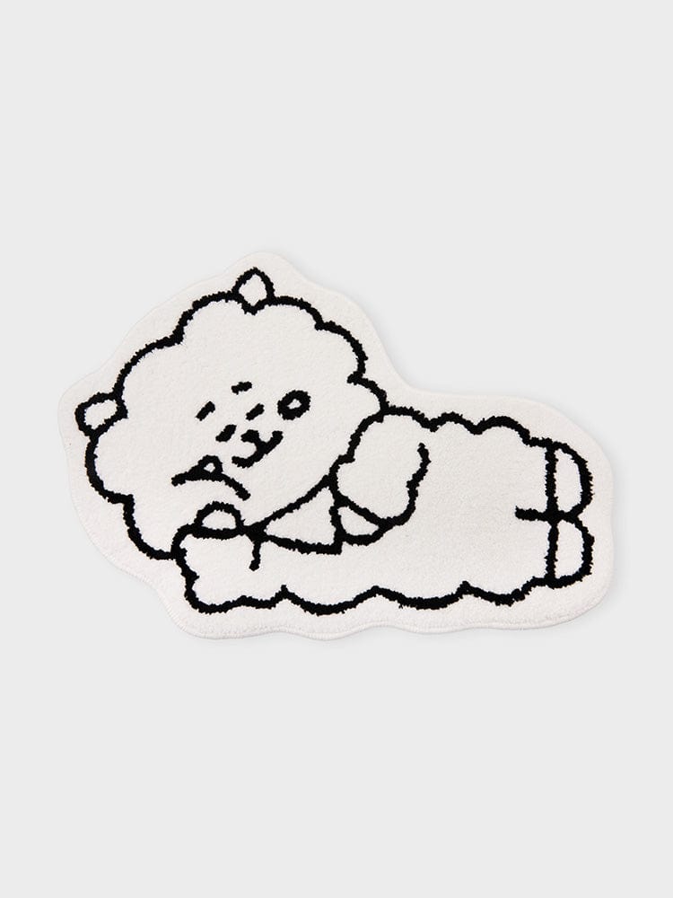 BT21 RJ NON-SLIP SMALL RUG COZY HOME, tapis petit format officiel LINE FRIENDS avec RJ alpaga kawaii, intérieur chaleureux