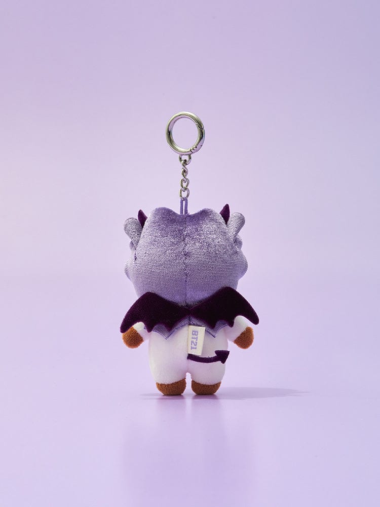 BT21 RJ VILLAIN PLUSH KEYRING ANGEL & VILLAIN porte-clés plush RJ, marque LINE FRIENDS, fond violet, devant