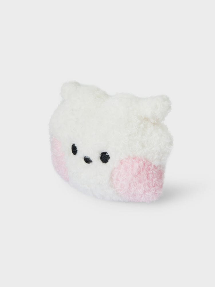 BT21 RJ minini HANDHELD MIRROR GLITTER EDITION : peluche alpaga RJ blanche, miroir à paillettes, fond clair, déco chambre BTS.