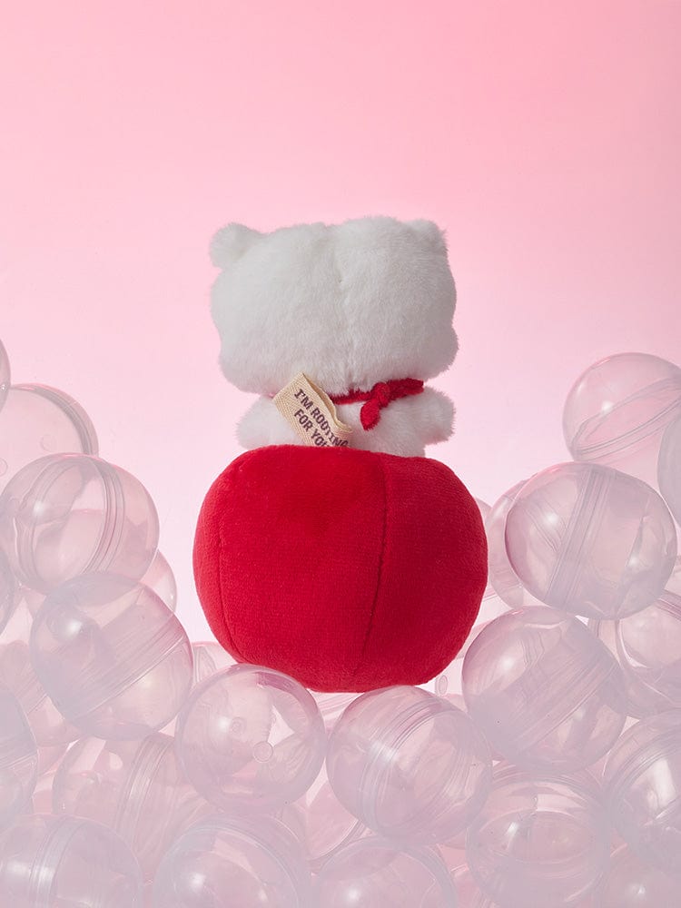 BT21 RJ minini PLUSH LUCKY GATCHA peluche officielle alpaga Jin de BTS, mini décor sur fond rose avec bulles transparentes