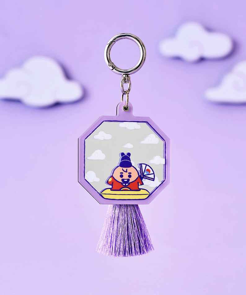 BT21 SHOOKY BABY MIRROR KEYRING K-EDITION ver.2 porte-clés miroir officiel LINE FRIENDS, SHOOKY, ciel violet, nuages