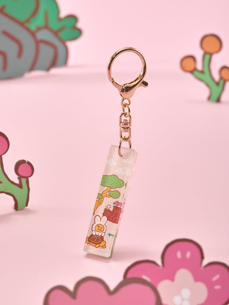 BT21 STICK ACRYLIC KEYRING K-TOKKI, porte-clés acrylique officiel LINE FRIENDS, personnages sur fond rose