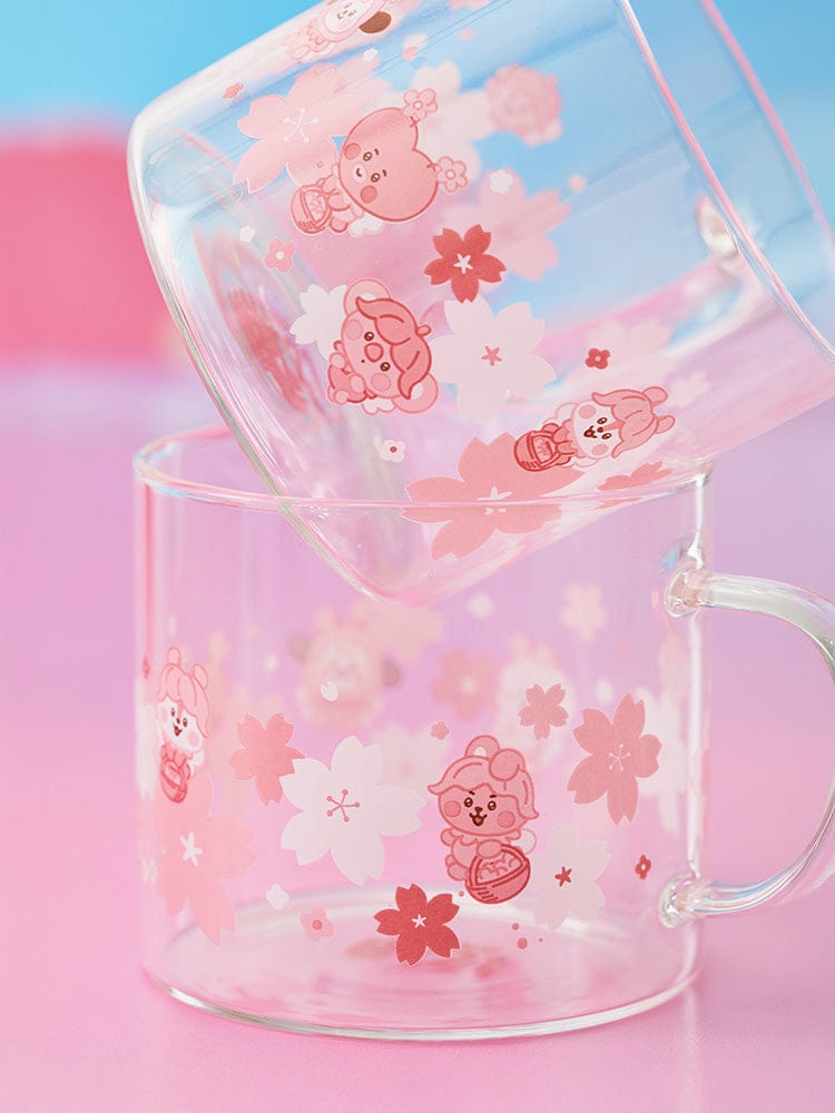 BT21 TATA BABY GLASS UP & LID (11oz) SPRING FAIRY, marque LINE FRIENDS : mug en verre kawaii avec couvercle, fleurs