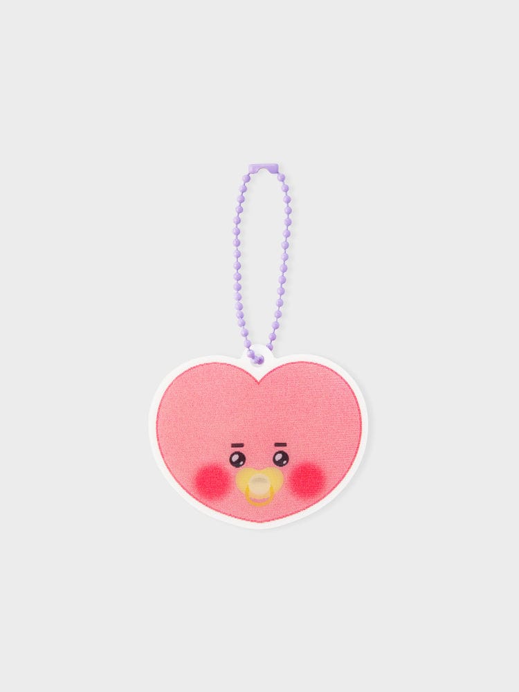 BT21 TATA NEWBORN BABY LENTICULAR 3D KEYRING : porte-clés officiel LINE, TATA bébé au pendentif lenticulaire violet sur fond clair.