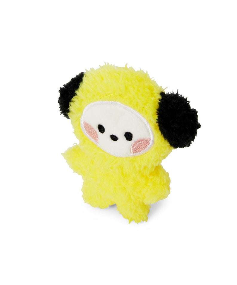 BT21 mini minini CHIMMY DOLL, peluche jaune chien de Jimin BTS, sur fond blanc, décor chambre ou cadeau