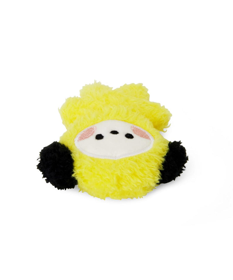 Peluche BT21 mini minini CHIMMY DOLL Jimin BTS, petit chiot jaune et noir, sur fond blanc, décoration ou cadeau