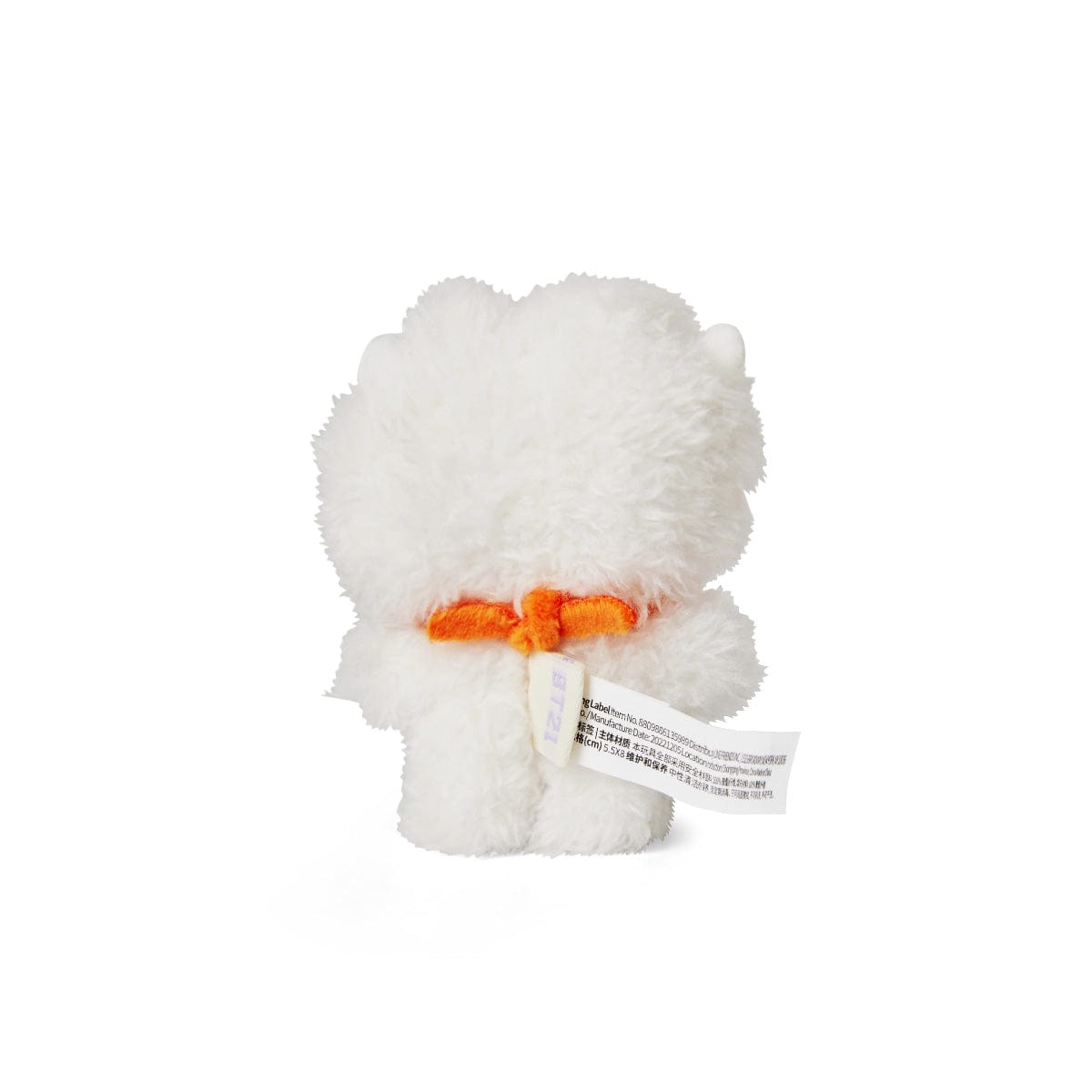 BT21 mini minini RJ DOLL : peluche alpaga blanche Jin, officielle, en studio sur fond blanc, formes arrondies et minimalistes.