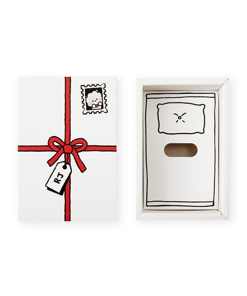 BT21 mini minini RJ DOLL officielle : peluche alpaga RJ Jin, pack cadeau, sur fond blanc, visuel produit BTS.