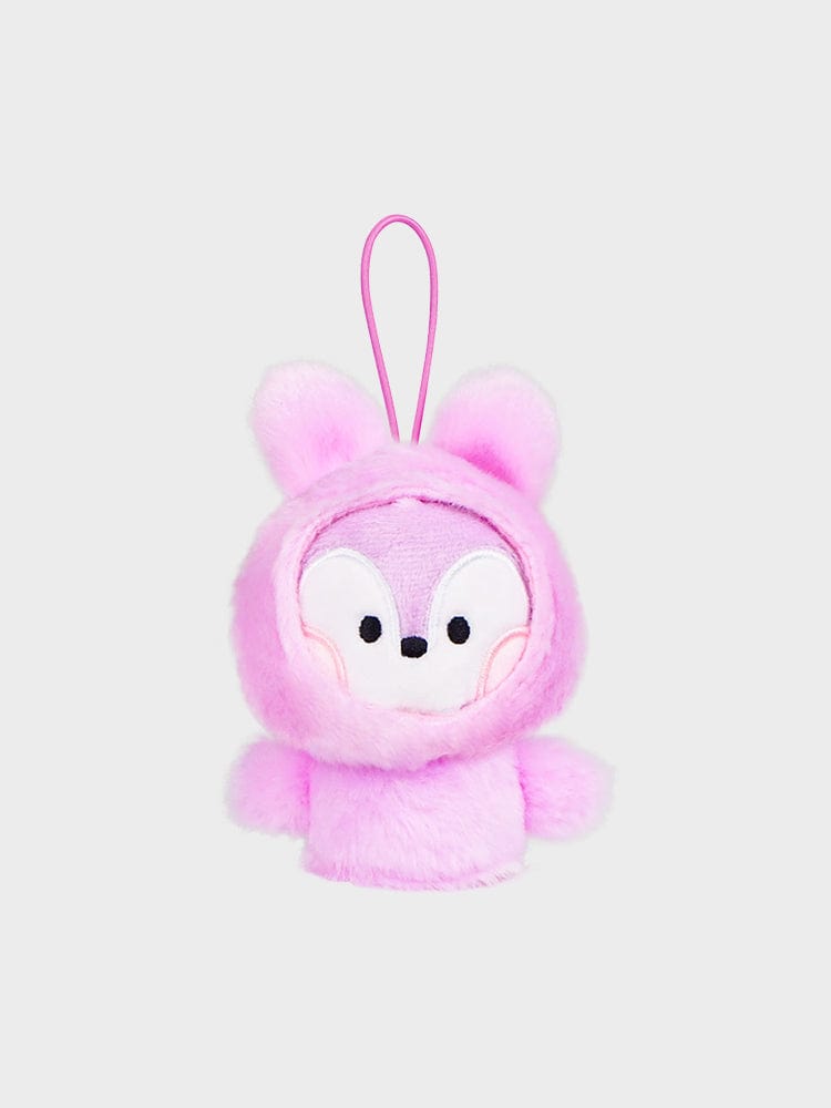 BT21 minini FINGER PUPPET & KEYRING, porte-clés minini rose de LINE FRIENDS, personnage BT21 sur fond clair