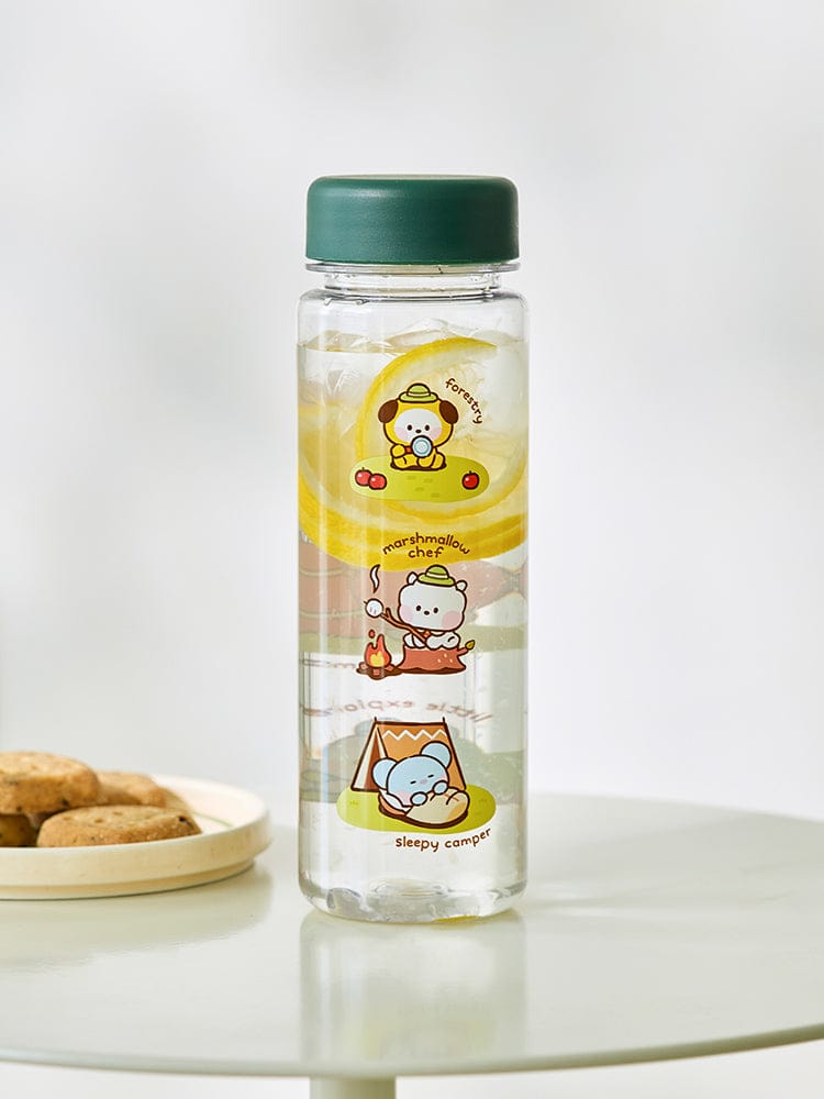 BT21 minini TUMBLER EXPLORER (530ml) par LINE FRIENDS, bouteille kawaii sur table blanche, personnages illustrés
