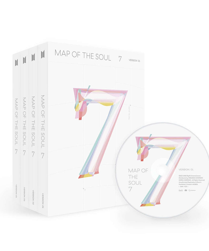 BTS - [MAP OF THE SOUL : 7] (1+2+3+4 Ver. Set of 4) - Album Kpop : coffret blanc et CD, visuel studio BTS