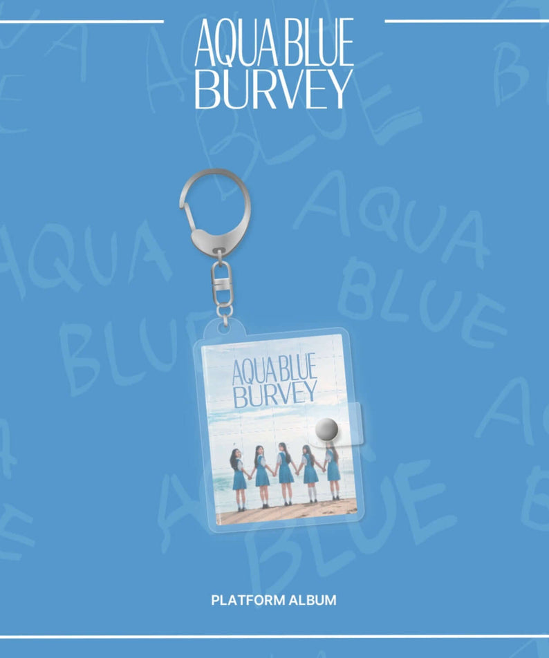 BURVEY - Special Single [AQUA BLUE] - Album Kpop : pochette bleue AQUA BLUE avec porte-clés, visuel aquatique minimal