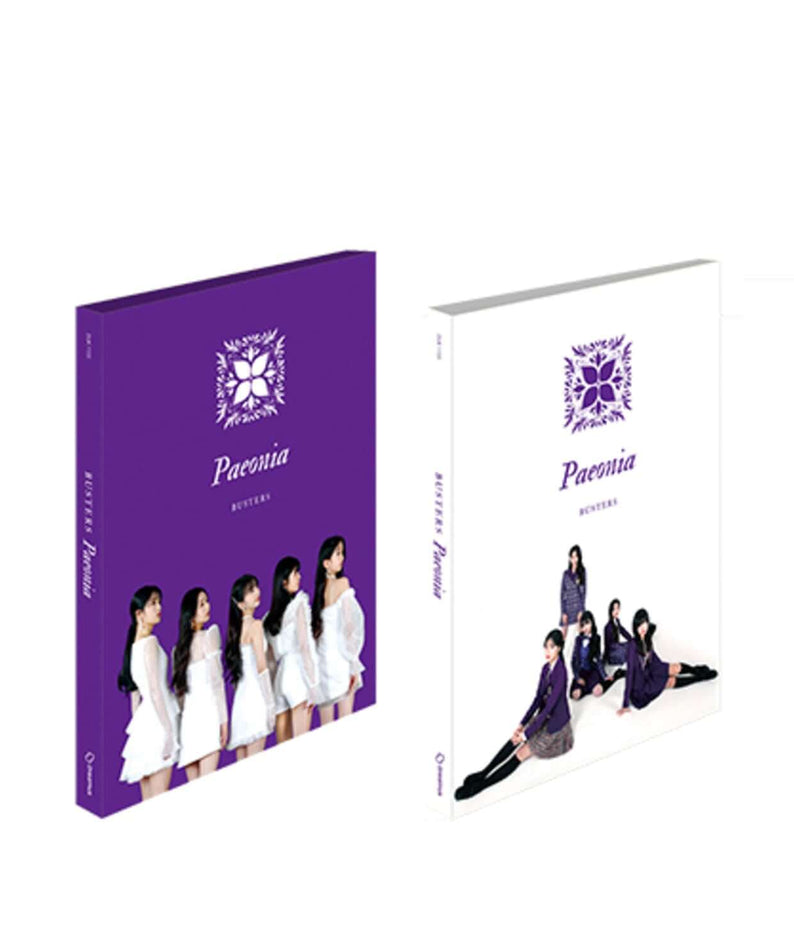 BUSTERS - [PAEONIA] ( 2) - Album Kpop : jaquettes violette et blanche avec groupe, format album sur fond blanc