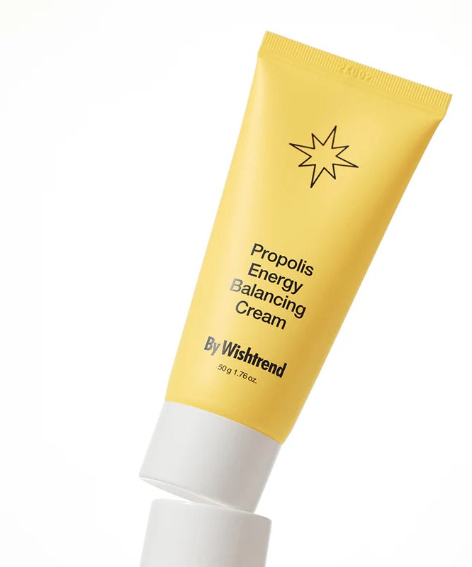BY WISHTREND Propolis Energy Balancing Cream 50g, crème visage de By Wishtrend sur fond blanc, tube jaune au logo
