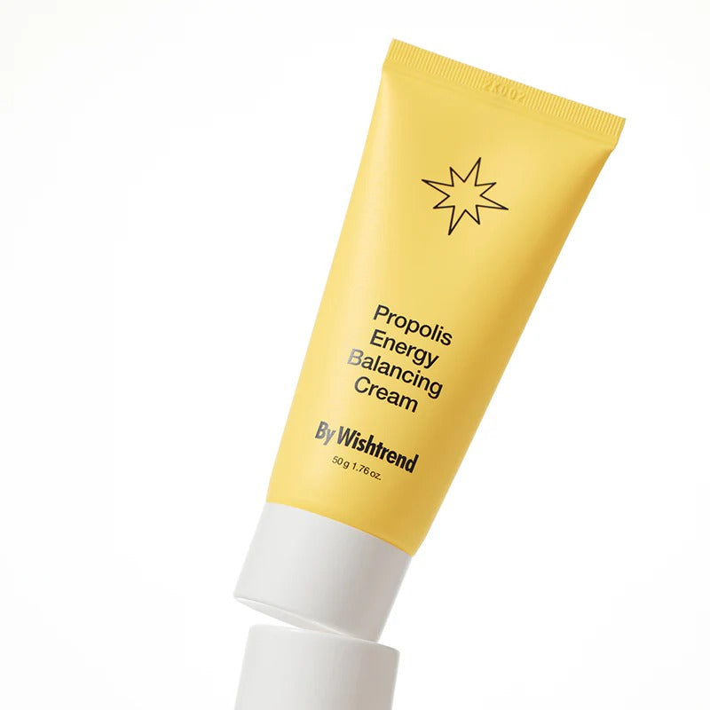 BY WISHTREND Propolis Energy Balancing Cream 50g, crème visage de By Wishtrend sur fond blanc, tube jaune au logo