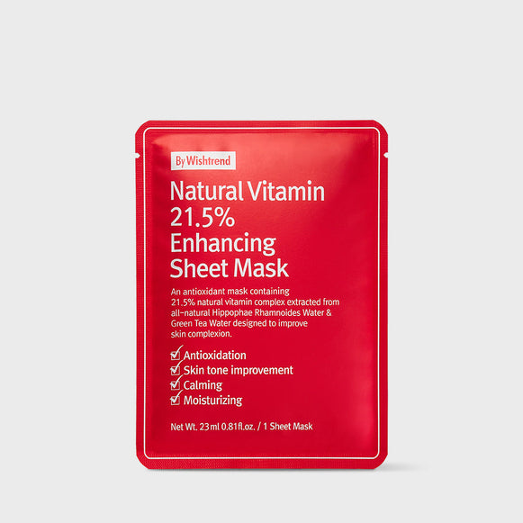 BY WISHTREND Natural Vitamin 21.5 Enhancing Sheet Mask en stock sur Ma Petite Corée