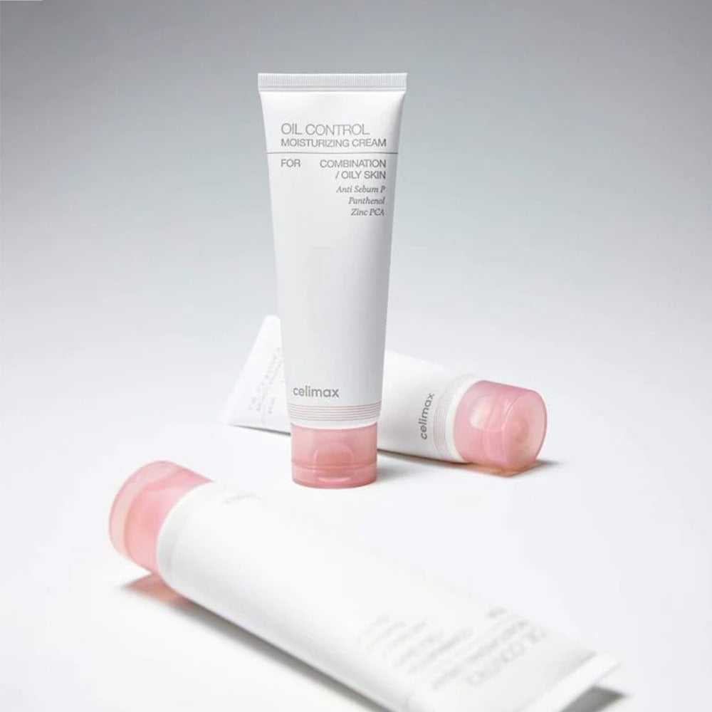CELIMAX Oil Control Moisturizing Cream 80ml par CELIMAX, tube crème sur fond blanc, contexte visuel beauté.