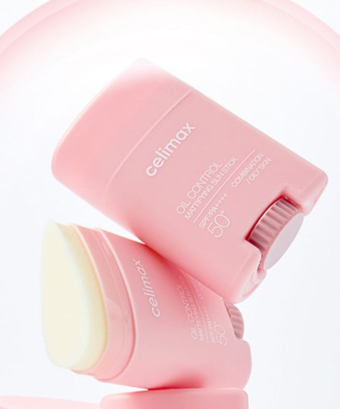 CELIMAX Oil Control Sun Stickk 19g de la marque Celimax, stick solaire anti-brillance rose sur fond clair