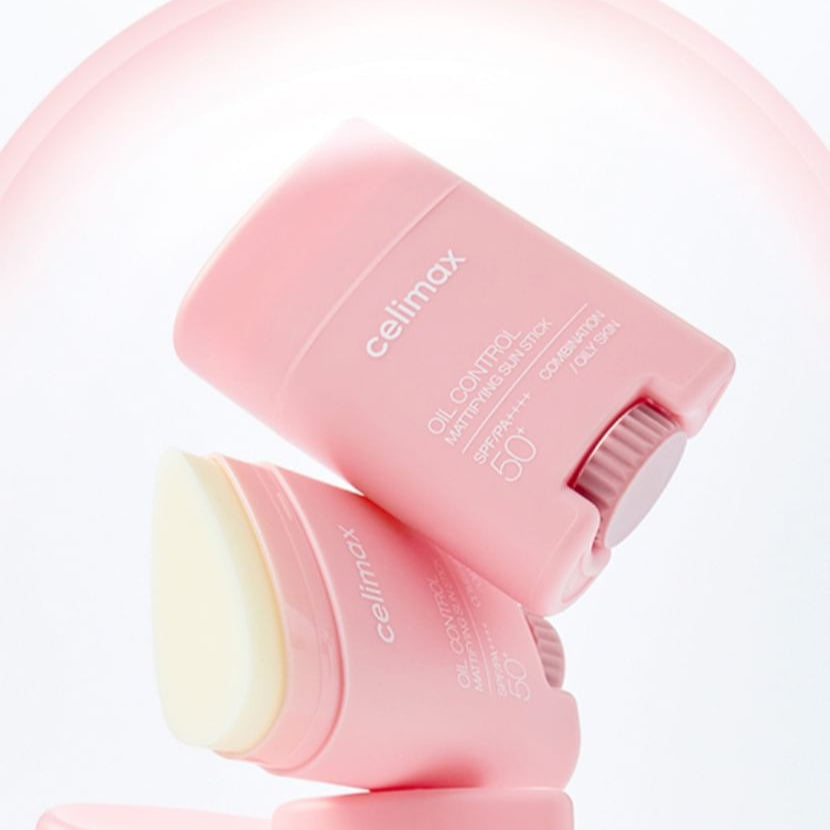 CELIMAX Oil Control Sun Stickk 19g de la marque Celimax, stick solaire anti-brillance rose sur fond clair
