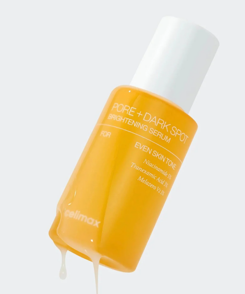 CELIMAX Pore Dark Spot brightening Serum 30ml de Celimax, flacon jaune avec sérum sur fond clair