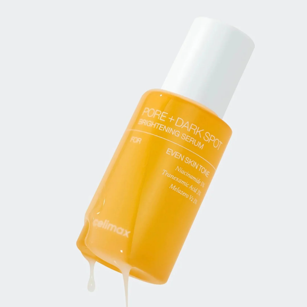 CELIMAX Pore Dark Spot brightening Serum 30ml de Celimax, flacon jaune avec sérum sur fond clair