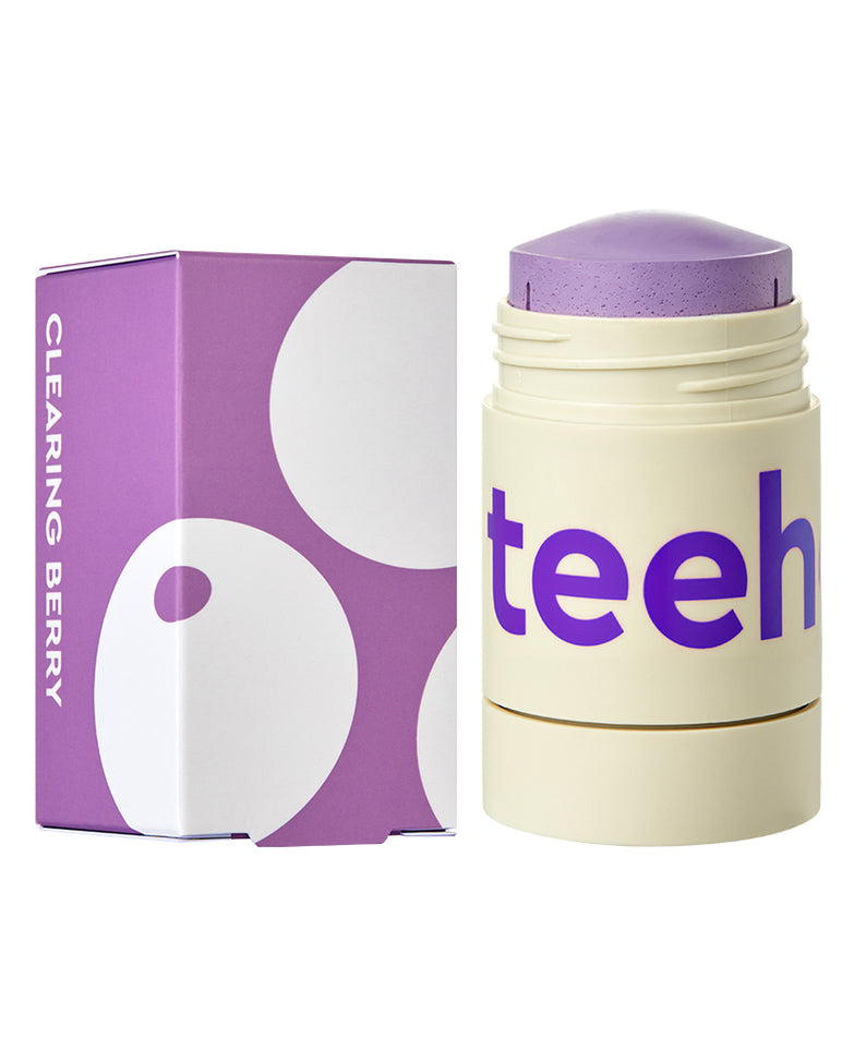 CHARMZONE  Teeheehee Clearing Berry Clay Mask Stick 35g : stick à l’argile, boîte et visuel produit violet.