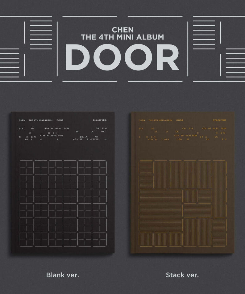 CHEN - The 4th Mini Album [DOOR] (Random) - Album Kpop : visuel pochettes “Blank” et “Stack” sur fond noir
