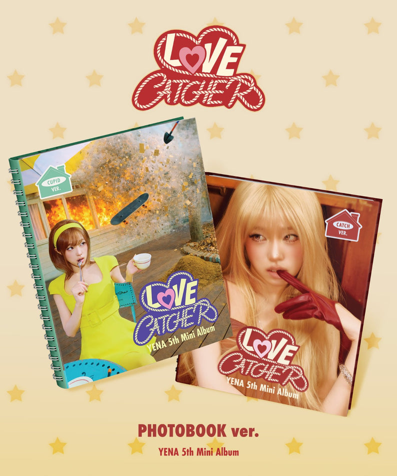 CHOI YENA - [LOVE CATCHER] (PHOTOBOOK ver.) (Random 1 of 2) - Album Kpop, couverture photobook, fond étoiles, visuel YENA