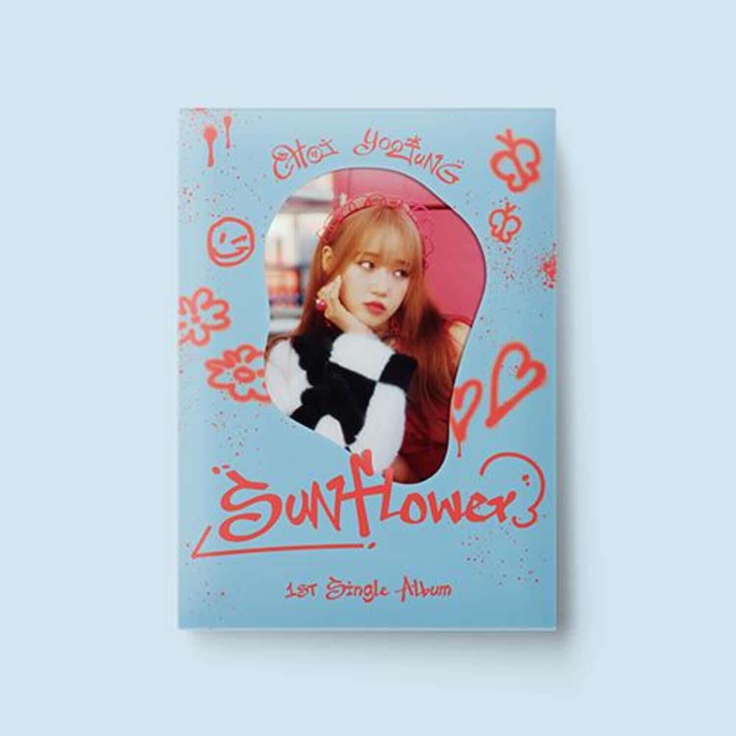 CHOI YOO JUNG - 1st Single Album [Sunflower] (Swag Ver.) - Album Kpop, cover avec photo de la chanteuse sur fond bleu.