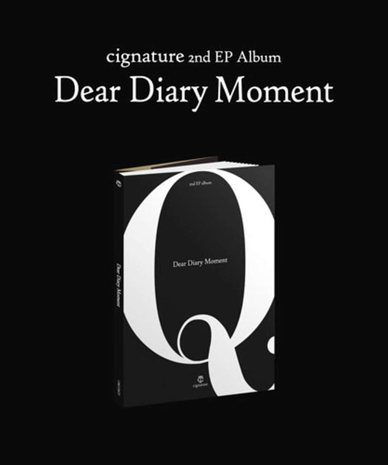 CIGNATURE - cignature 2nd EP Album [Dear Diary Moment] (Question Ver.) - Album Kpop : pochette noire et blanche, fond sombre.