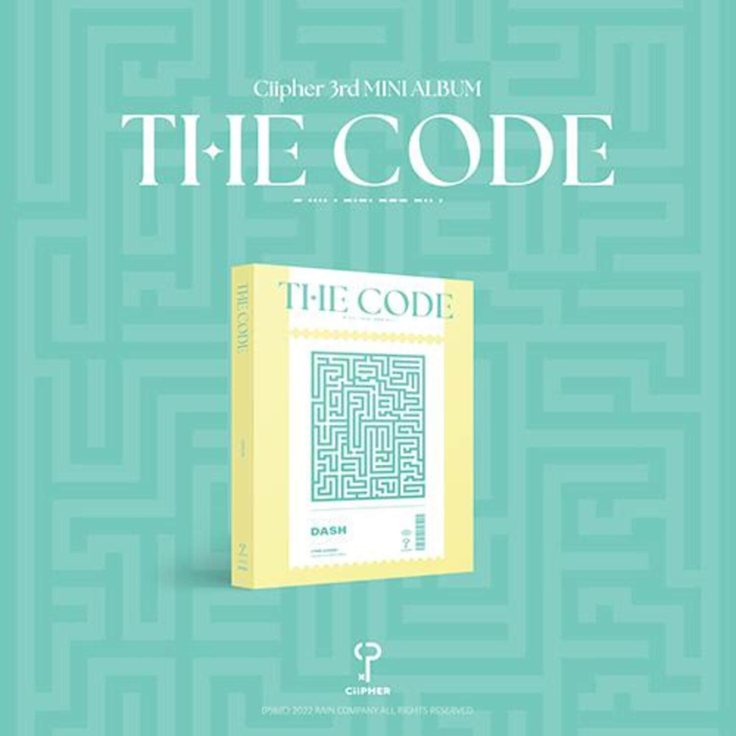 CIIPHER - 3rd Album [THE CODE] (DASH Ver.) - Album Kpop, pochette sur fond motifs rétro bleus, design CIIPHER.