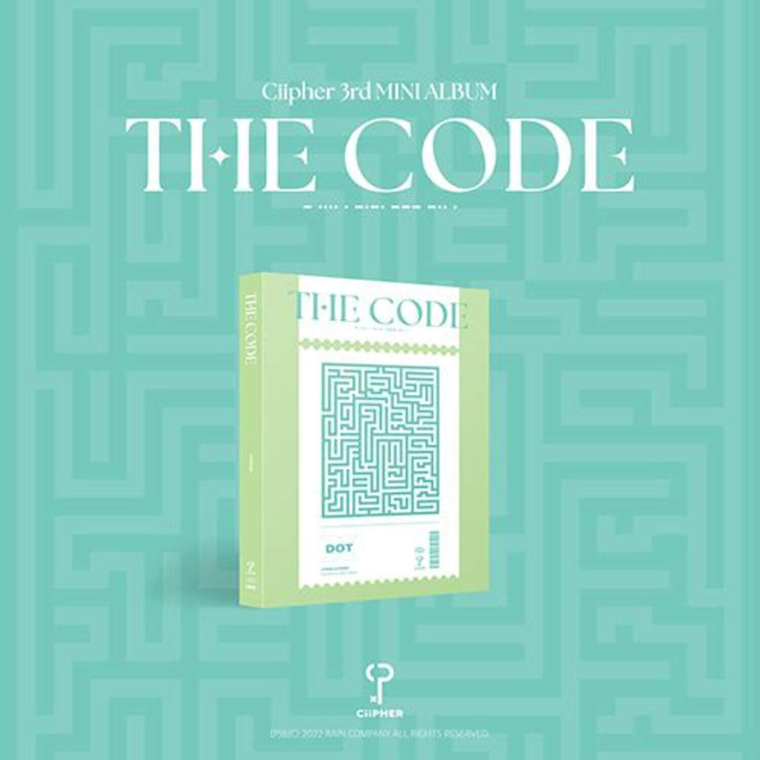 CIIPHER - 3rd Album [THE CODE] (DOT Ver.) - Album Kpop, visuel couverture verte et motif labyrinthe, album officiel.