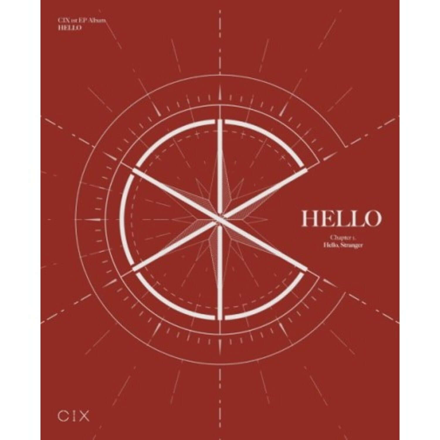 CIX - 1st Album [HELLO Chapter 1. Hello, Stranger] Hello Ver. - Album Kpop, couverture rouge avec horloge style visuel