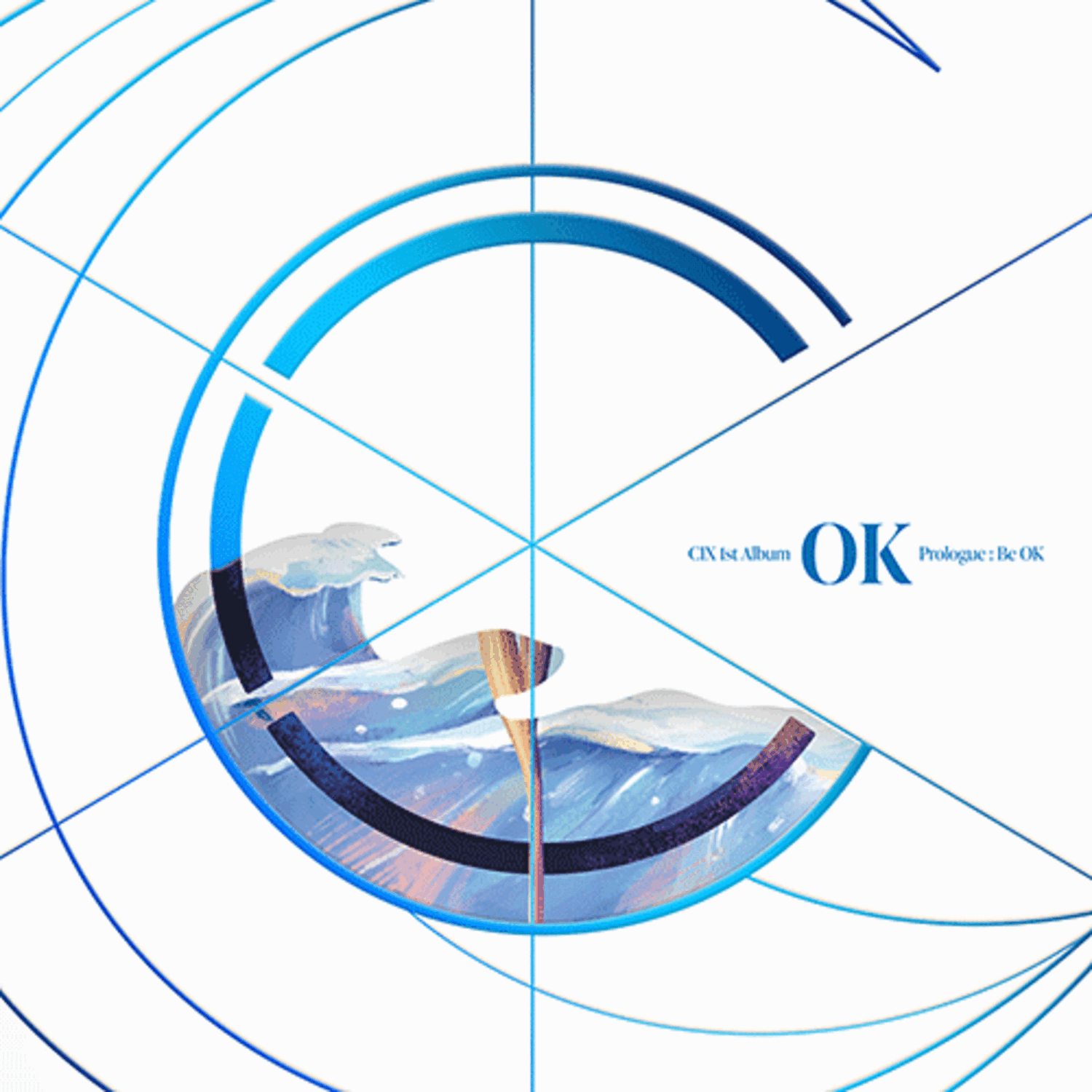 CIX - 1st Album 'OK' Prologue : [Be OK] (WAVE Ver.) - Album Kpop, visuel bleu et océan sur pochette.