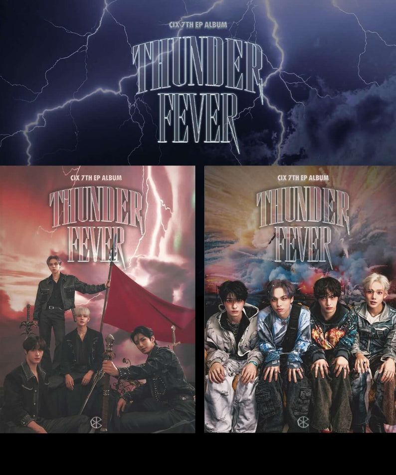 CIX - 7th EP Album [THUNDER FEVER] (FEVER ver./THUNDER ver.) (Set) - Album Kpop, visuel avec couvertures feu et éclair