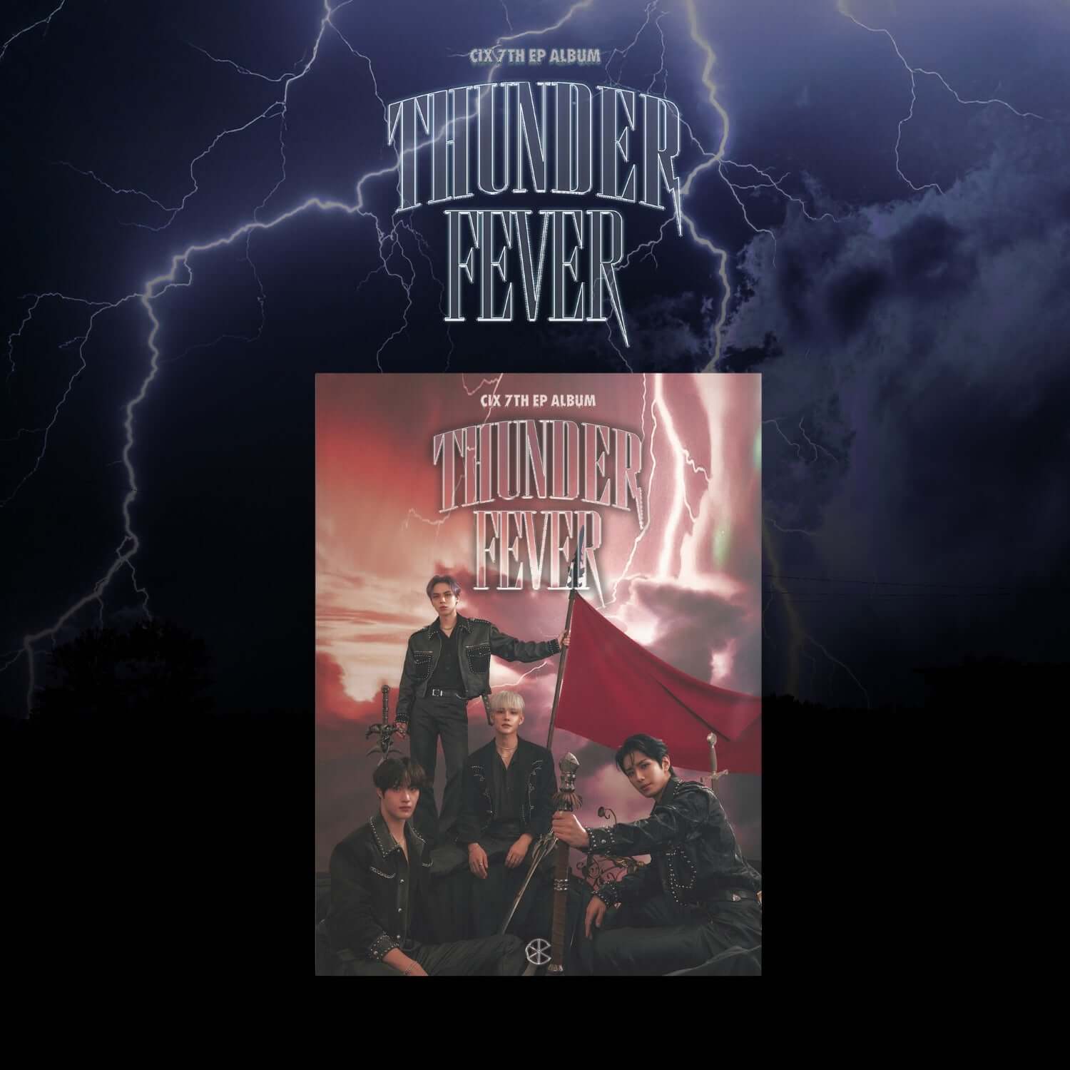 CIX - 7th EP Album [THUNDER FEVER] (THUNDER ver.) - Album Kpop, visuel foudre/orage, pochette du groupe CIX.