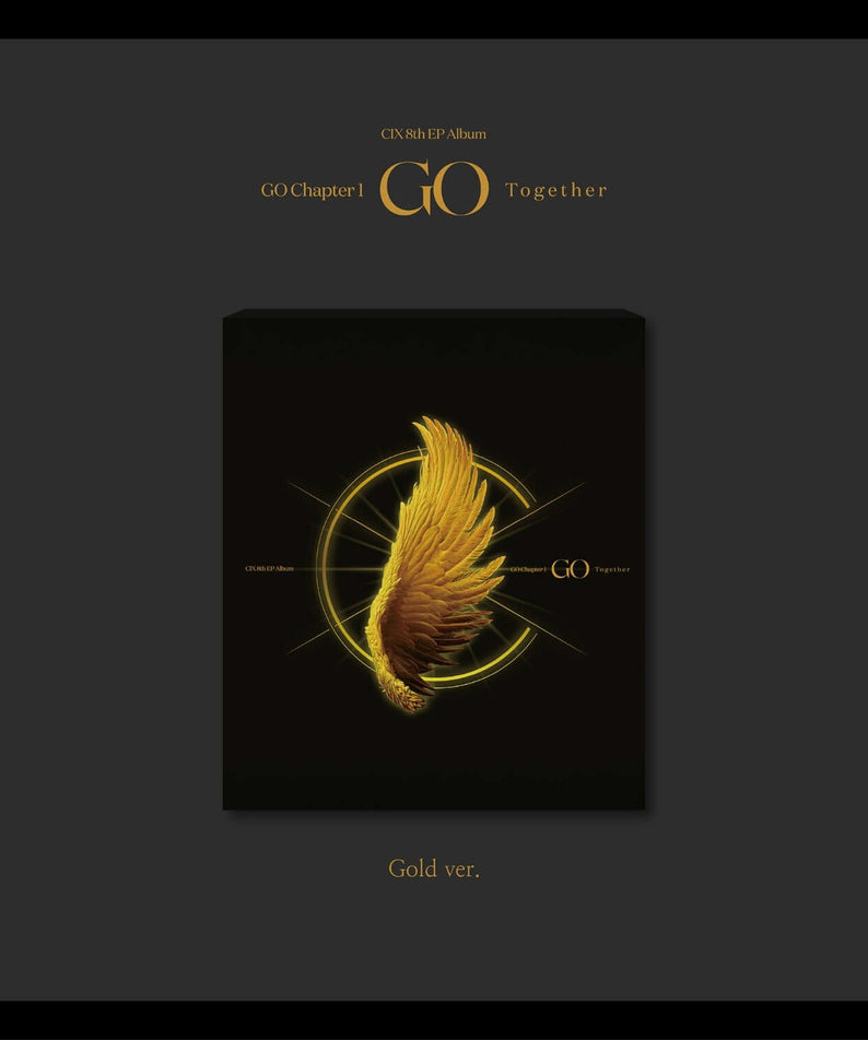 CIX - 8th Album [GO Chapter 1 : GO Together] (Gold ver.) - Album Kpop, pochette noire avec motif oiseau doré