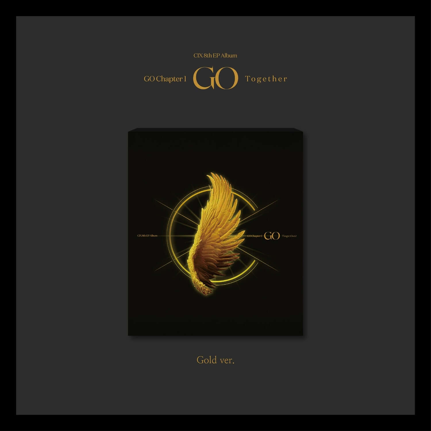 CIX - 8th Album [GO Chapter 1 : GO Together] (Gold ver.) - Album Kpop, pochette noire avec motif oiseau doré
