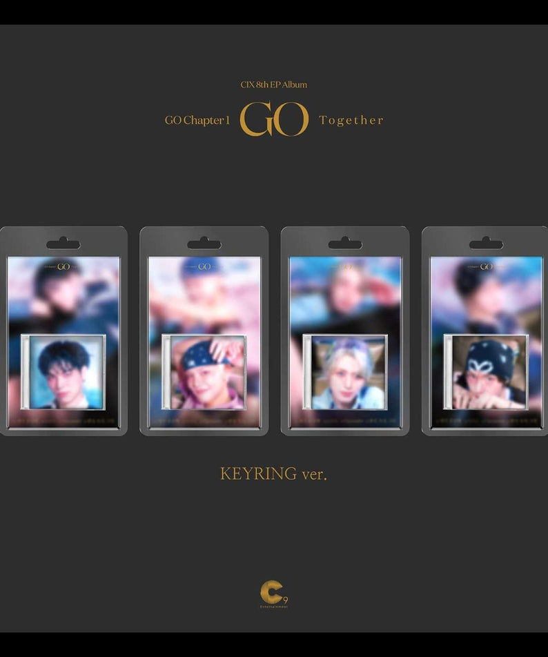 CIX - 8th Album [GO Chapter 1 : GO Together] (KEYRING ver.) - Album Kpop : boîtier noir et mini photos sur blister.
