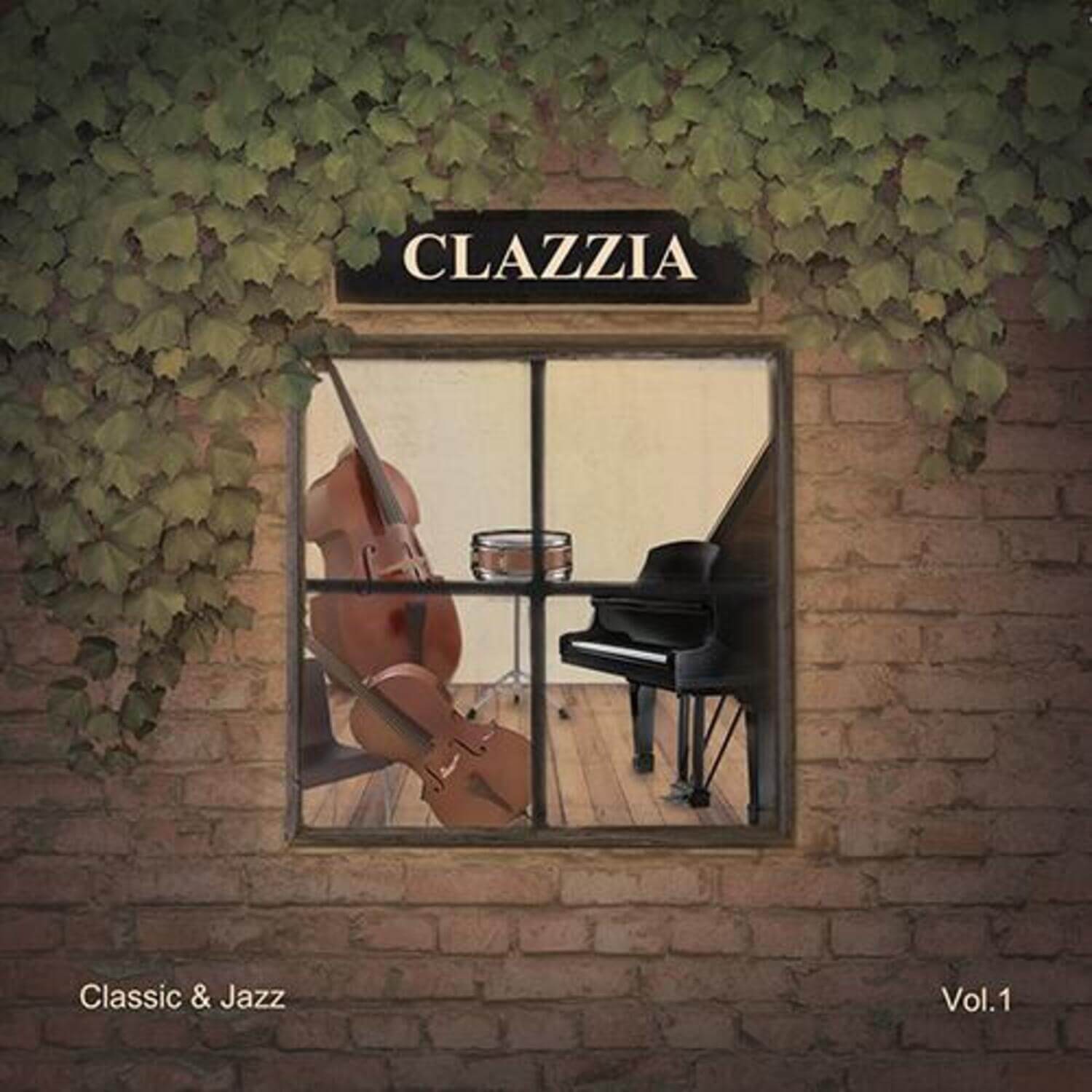 CLAZZIA - [CLAZZIA VOL.1] - Album Kpop : affiche avec piano et saxophone devant façade en briques, ambiance Classic & Jazz