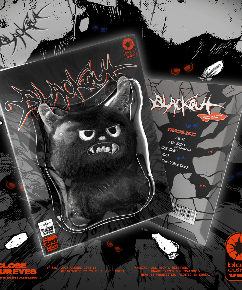 CLOSE YOUR EYES - The 3rd Mini Album [blackout] (black CLting-i ver.) Album Kpop noir, visuel avec chat noir et boîtier.