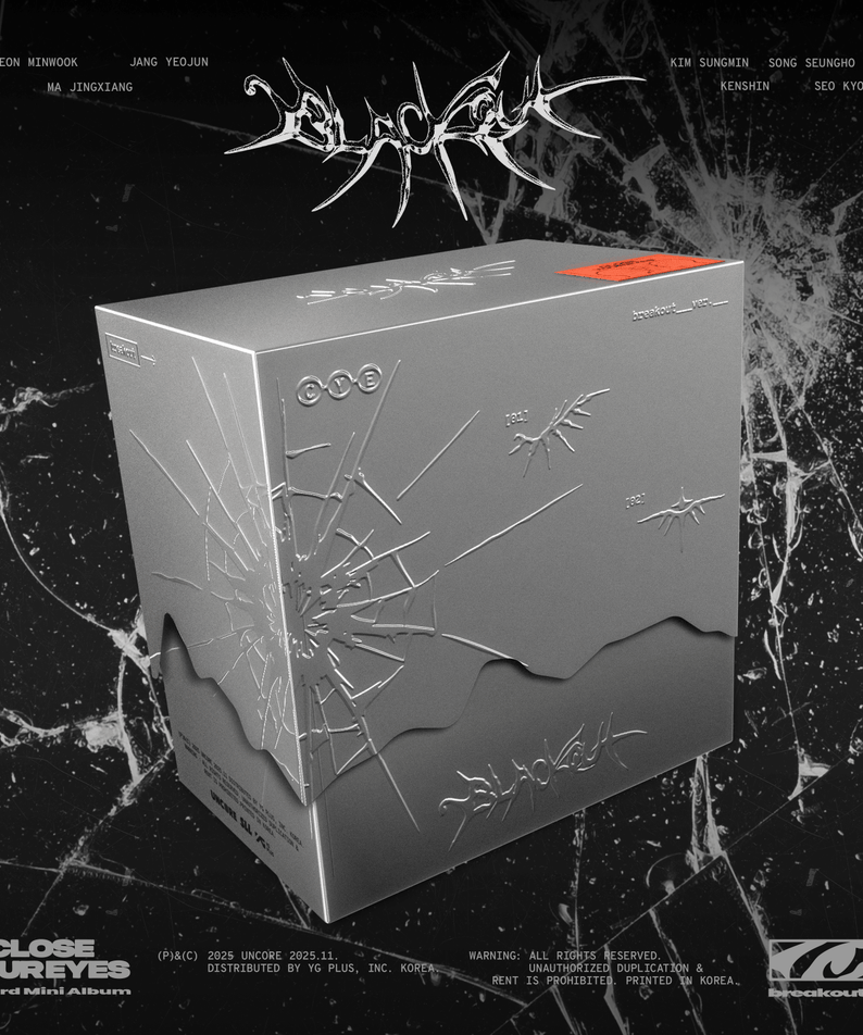 CLOSE YOUR EYES - The 3rd Mini Album [blackout] (breakout ver.) - Album Kpop en boîte noire, visuel splash nocturne