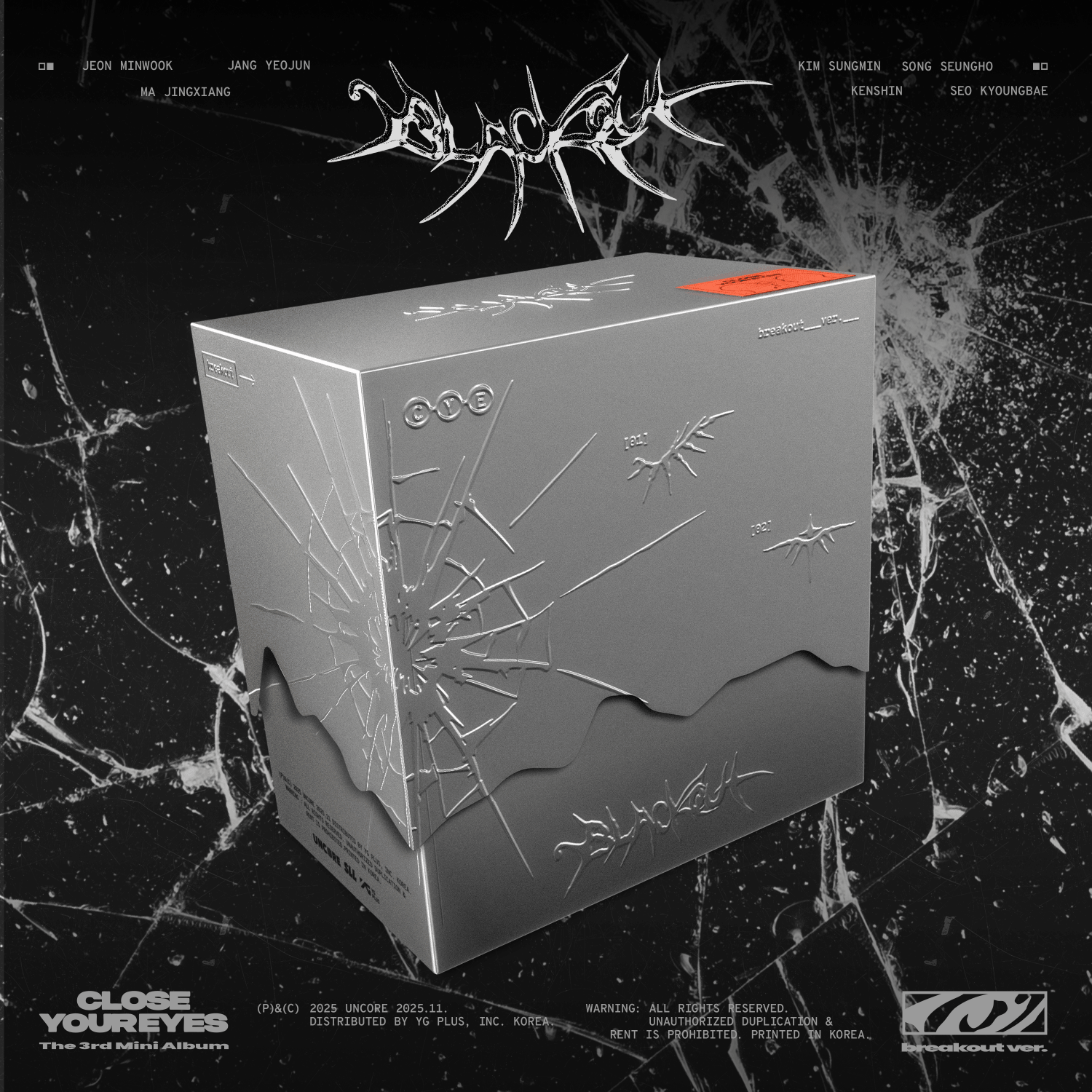 CLOSE YOUR EYES - The 3rd Mini Album [blackout] (breakout ver.) - Album Kpop en boîte noire, visuel splash nocturne