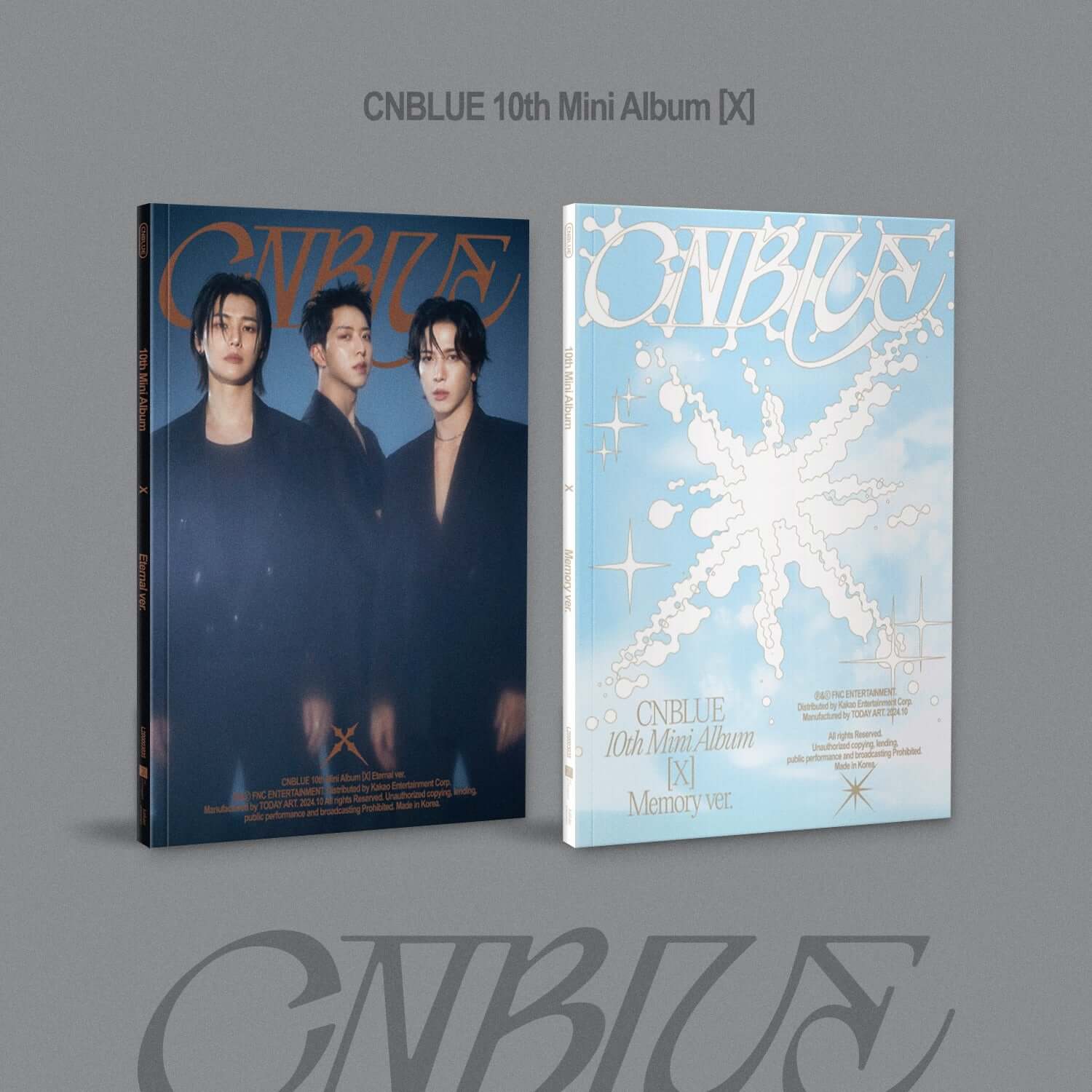 CNBLUE - 10th Album [X] (Set of 2) - Album Kpop : coffrets de mini-albums sur fond gris, visuel CNBLUE 10th