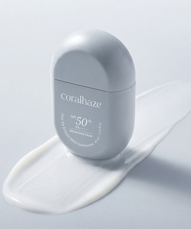 CORALHAZE Airy Fit Ection Mild Sunscreen 40ml de la marque Coralhaze, tube gris sur fond blanc, crème solaire