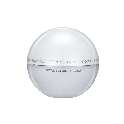 CORALHAZE Vital Ection Cream 50ml : pot blanc sur fond noir, crème visage, photo produit de la marque CORALHAZE.
